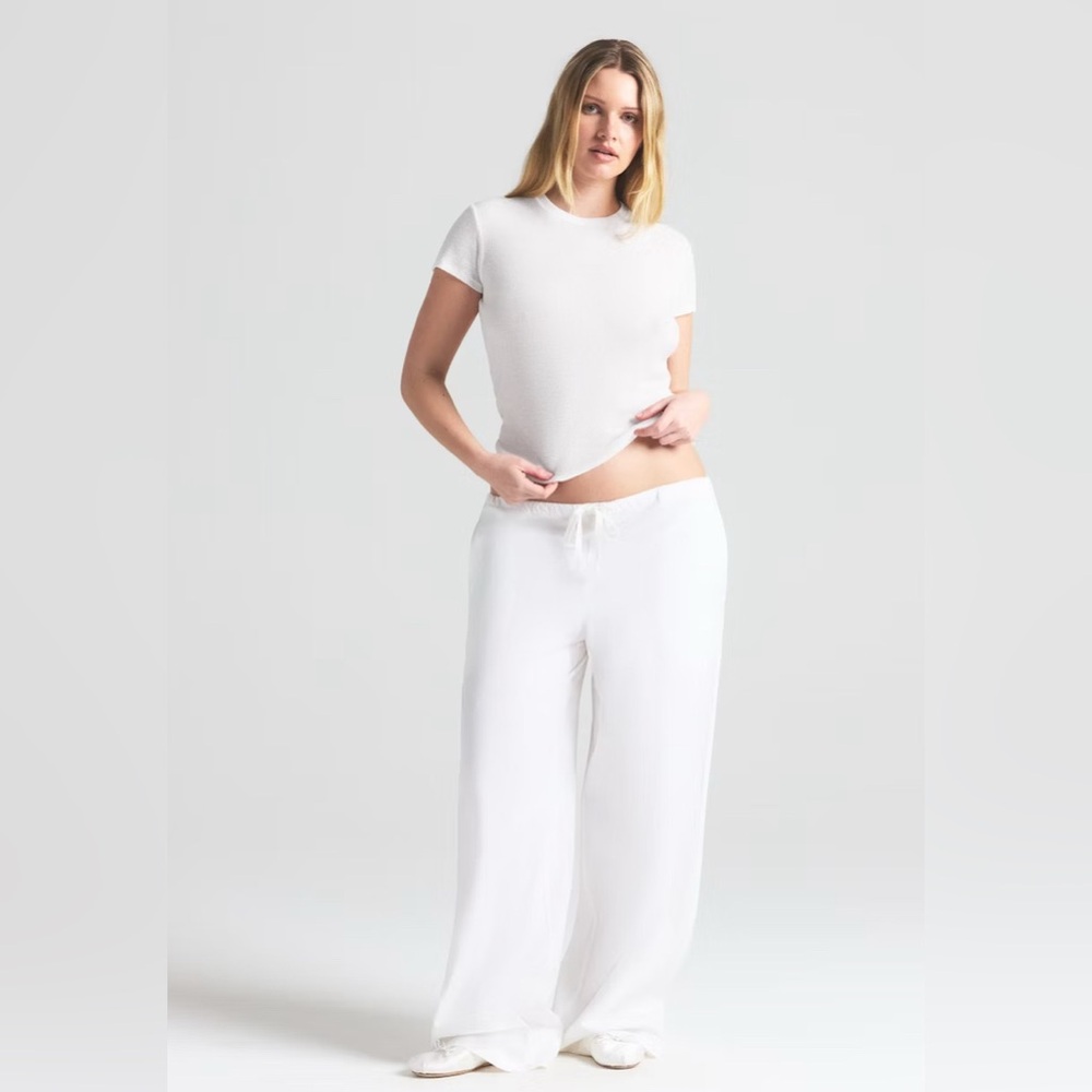 Skims Cotton Poplin Straight leg pant Snow Medium Pockets PT-PNT-7994W New